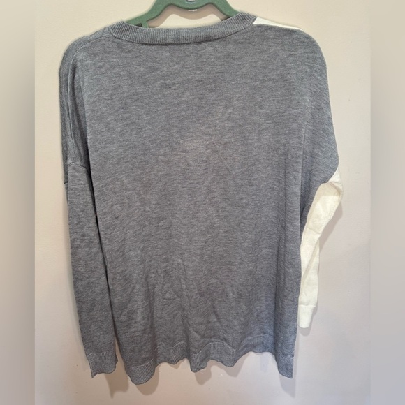 Laurie Felt Cashmere Blend Oversized v-neck Heart Sweater M Colorblock - Picture 3 of 7